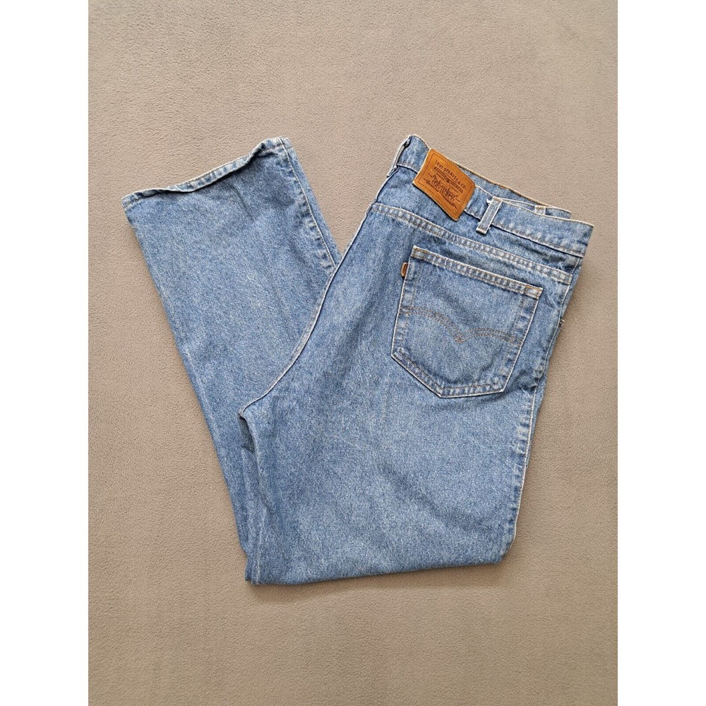 Vintage Levis Leather Tab 40840-0214 Light Wash Men's 42 x 30 Made in USA
